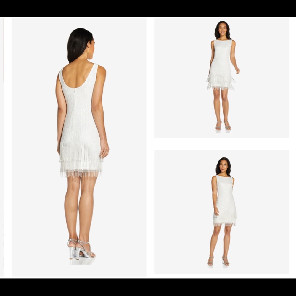 Adrianna Papell Ivory fringe dress